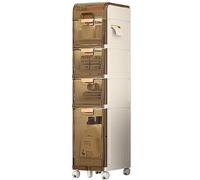 Slim Bathroom Storage Cabinet Rolling Cartwith 4 Drawers Space-Saving Design on Wheels for Small Spaces - Lightweight PP Unit for Easy Mobility