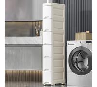 Slim Bathroom Storage Cabinet Tall Narrow Unit 30x14x94.5cm White 7 Tier Multi Layer Drawers Silent Pulley Design for Bathroom & Kitchen nization