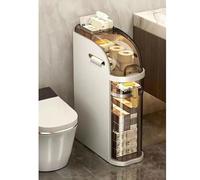 Slim Bathroom Storage Cabinet - Waterproof 4-Tier Rolling Organizer for Kitchen, Laundry, Living Room, Toilet Gap (18x41x78cm) - Includes Tissue Box, Space-Saving Solution