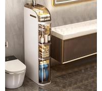 Slim Bathroom Storage Cabinet with Clear Drawers and Casters, Freestanding Rolling Rack for Small Space Organizing, L 16.1" x W 7.1" x H 17.3"