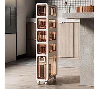 Slim Bathroom Storage Cabinet with Clear Drawers & Casters - Narrow Verticalfor Small Spaces Waterproof Floor Unit for Gap Storage Large Capacity Toilet