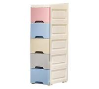 Slim Bathroom Storage Cabinet with Wheels - 5 Tier Drawer Shelf | Vertical Organizer for Narrow Spaces in Kitchen Apartment Hotel Rental Restaurant Offices for the
