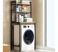 Slim Bathroom Storage Rack Freestanding 3-Tier nizer Thickened Shelf for Space-Saving Multi-Layer Washing Machine Stand Black Color Perfect for Small Spaces