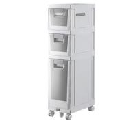 Slim Bathroom Storage Tower - 3-Tier Toilet Paper nizer with Drawers and Wheels - Compact Free-Standing Shelf for Small Spaces Perfect for Bathrooms and Storage Solutions