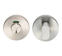 Slim Bathroom Thumbturn Lock And Release Handle With Indicator Satin Steel