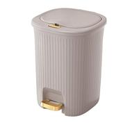 Slim Bathroom Trash Can 8L/10L/15L/20L with Lid, Golden Pedal, Plastic Waste Bin for Kitchen, Living Room, Office - Stylish Gray Design