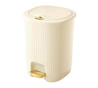 Slim Bathroom Trash Can 8L/10L/15L/20L with Lid, Golden Pedal, Plastic Waste Bin for Living Room, Bedroom, Office, Kitchen - Stylish & Functional White Trash Bin