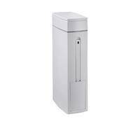 Slim Bathroom Trash Can, Portable Lidded Waste Bin with Toilet Brush, 16.5x7.89x4.25 Inches Compact Rubbish Container for Rv Kitchen Dorm Home Restroom Space Saving Disposal