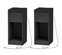 Slim bedside table with charging station LED light and storage drawer, Ebony Black / 2