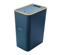 Slim Blue 15L Bathroom Trash Can with Lid, Dog-Proof Push Press Kitchen Bin, Waterproof Slim Rubbish Basket for Narrow Spaces, Ideal for Cost and Waste Disposal