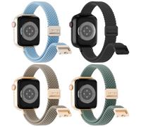 Slim Braided with Magnetic Clasp Compatible with Apple Watch Bands 38mm 40mm 41mm 42mm 44mm 45mm 46mm 49mm Women Men, Thin Elastic Nylon Loop Sport Strap for iWatch Series 11 10 9 8 7 6 5 4 3 SE Ultra