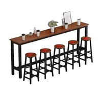Slim Breakfast Bar Table - Rustic Console for Kitchen Island & Outdoor Pub Furniture - Space-Saving Light Walnut Finish for Garden & Dining Areas