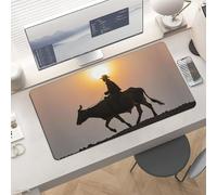 Slim Bull Riding Silhouette Desk Mat for Keyboard and Mouse 24x12 Inch Gaming Mouse Pad Protector Non-Slip Rubber Base Portable Deskpad for Office/Gaming/Remote Work Desktop Accessories Decor