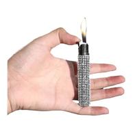Slim Butane Lighter with Windproof Soft Flame, Bling Glitter Rhinestone Decoration Cute Mini Design for Women's Everyday Carry (Fuel Not Included)(Silver)