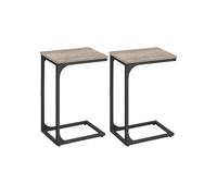 Slim C-Shaped Side Table, Heather Greige + Classic Black / 1