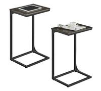 Slim C-Shaped Side Table, Grey Oak + Ink Black / 2