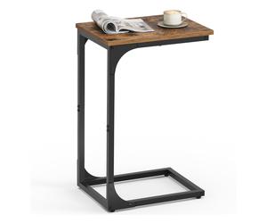 Slim C-Shaped Side Table, Rustic Brown + Black / 1
