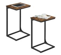 Slim C-Shaped Side Table, Rustic Brown + Ink Black / 2