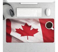 Slim Canadian Flag Desk Mat for Keyboard and Mouse 24x12 Inch Gaming Mouse Pad Protector Non-Slip Rubber Base Portable Deskpad for Office/Gaming/Remote Work Desktop Accessories Decor