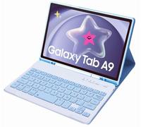 Slim Candy Colors Keyboard Case Compatible with Samsung Galaxy Tab A9 8.7 Inch 2023 Model (SM-X110/X115/X117) with S Pen Holder, Mutil Angles Stand Cover Detachable Wireless Keyboard (Light Blue)