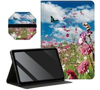 Slim Case for 10.9 inch iPad Air 5th Gen 2022/ iPad Air 4th Gen 2020 + 1 Screen Clean Pad, Folding Stand PU Leather Case Soft TPU Inner with Auto Wake/Sleep, Spring Wild Flowers