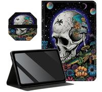 Slim Case for 10.9 inch iPad Air 5th Gen 2022/ iPad Air 4th Gen 2020 + 1 Screen Clean Pad, Folding Stand PU Leather Case Soft TPU Inner with Auto Wake/Sleep, Sugar Skull Moon