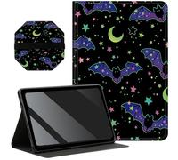 Slim Case for 2022 iPad 10.9 inch 10th Gen + 1 Screen Clean Pad, Folding Stand PU Leather Soft TPU Inner with Auto Wake/Sleep for iPad 10th Gen 2022 Case, Neon Bats Moon