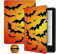 Slim Case for All-New Kindle Fire 7 12th Gen 2022 Release + 1 Screen Clean Pad, Folding PU Leather Soft TPU Inner Case with Auto Wake/Sleep for Kindle Fire 7 12th, Bats