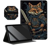 Slim Case for iPad 9th/8th/7th Generation 10.2 inch (2021/2020/2019) + 1 Screen Clean Pad, Folding Stand PU Leather Case Soft TPU Inner with Auto Wake/Sleep, Fox Samurai