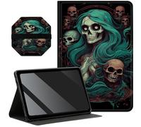 Slim Case for iPad 9th/8th/7th Generation 10.2 inch (2021/2020/2019) + 1 Screen Clean Pad, Folding Stand PU Leather Case Soft TPU Inner with Auto Wake/Sleep, Sugar Skull Dead Girl