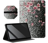 Slim Case for iPad 9th/8th/7th Generation 10.2 inch (2021/2020/2019) + 1 Screen Clean Pad, Folding Stand PU Leather Case Soft TPU Inner with Auto Wake/Sleep, Glitter Sakura