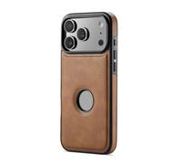 Slim Case For IPhone 18 Pro Max/18Pro Logo Hollow Leather Raised Edge Shock | Minimalist Cover, Shockproof Anti-Scratch, Full Wrap Protection, Slim Fit Business Shell(Orange,18 Pro)