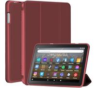 Slim Case for Kindle All-New Amazon Fire HD 8 & 8 Plus Tablet(8",12th/10th Generation, 2024/2022/2020), Trifold Stand Cover Dual Angle Lightweight,Soft TPU Back Shell with Auto Wake/Sleep,Burgundy