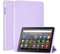 Slim Case for Kindle All-New Amazon Fire HD 8 & 8 Plus Tablet(8",12th/10th Generation, 2024/2022/2020), Trifold Stand Cover Dual Angle Lightweight,Soft TPU Back Shell Auto Wake/Sleep,Light Purple
