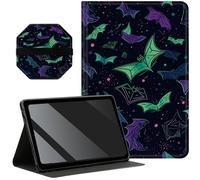 Slim Case for Samsung Galaxy Tab A7 Lite 8.7 inch (2021) + 1 Screen Clean Pad, Folding Stand PU Leather Case Soft TPU Inner with Auto Wake/Sleep, Rainbow Goth Bats