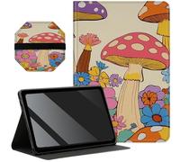 Slim Case for Samsung Galaxy Tab A7 Lite 8.7 inch (2021) + 1 Screen Clean Pad, Folding Stand PU Leather Case Soft TPU Inner with Auto Wake/Sleep, Pink Mushrooms