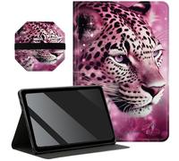 Slim Case for Samsung Galaxy Tab A7 Lite 8.7 inch (2021) + 1 Screen Clean Pad, Folding Stand PU Leather Case Soft TPU Inner with Auto Wake/Sleep, Pink Leopards