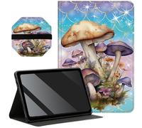 Slim Case for Samsung Galaxy Tab A7 Lite 8.7 inch (2021) + 1 Screen Clean Pad, Folding Stand PU Leather Case Soft TPU Inner with Auto Wake/Sleep, Mushrooms