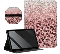 Slim Case for Samsung Galaxy Tab A7 Lite 8.7 inch (2021) + 1 Screen Clean Pad, Folding Stand PU Leather Case Soft TPU Inner with Auto Wake/Sleep, Glitter Leopards
