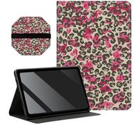 Slim Case for Samsung Galaxy Tab A7 Lite 8.7 inch (2021) + 1 Screen Clean Pad, Folding Stand PU Leather Case Soft TPU Inner with Auto Wake/Sleep, Pink Wild Leopards