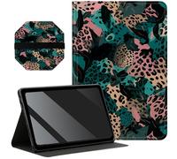 Slim Case for Samsung Galaxy Tab A8 10.5 inch 2022 SM-X200/X205/X207 + 1 Screen Clean Pad, Folding Stand PU Leather Case Soft TPU Inner with Auto Wake/Sleep, Color Leopards