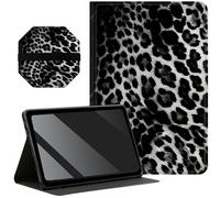 Slim Case for Samsung Galaxy Tab A8 10.5 inch 2022 SM-X200/X205/X207 + 1 Screen Clean Pad, Folding Stand PU Leather Case Soft TPU Inner with Auto Wake/Sleep, Retro Leopards