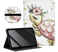 Slim Case for Samsung Galaxy Tab A8 10.5 inch 2022 SM-X200/X205/X207 + 1 Screen Clean Pad, Folding Stand PU Leather Case Soft TPU Inner with Auto Wake/Sleep, Pink Turtle