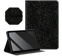 Slim Case for Samsung Galaxy Tab A8 10.5 inch 2022 SM-X200/X205/X207 + 1 Screen Clean Pad, Folding Stand PU Leather Case Soft TPU Inner with Auto Wake/Sleep, Black Leopards