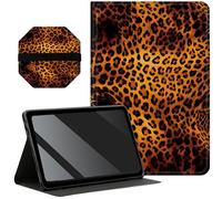 Slim Case for Samsung Galaxy Tab A8 10.5 inch 2022 SM-X200/X205/X207 + 1 Screen Clean Pad, Folding Stand PU Leather Case Soft TPU Inner with Auto Wake/Sleep, Wild Leopards