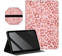 Slim Case for Samsung Galaxy Tab A8 10.5 inch 2022 SM-X200/X205/X207 + 1 Screen Clean Pad, Folding Stand PU Leather Case Soft TPU Inner with Auto Wake/Sleep, Pink Matte Leopards