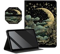Slim Case for Samsung Galaxy Tab A8 10.5 inch 2022 SM-X200/X205/X207 + 1 Screen Clean Pad, Folding Stand PU Leather Case Soft TPU Inner with Auto Wake/Sleep, Starry Moon Star