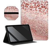 Slim Case for Samsung Galaxy Tab A9 8.7 inch 2023 + 1 Screen Clean Pad, Folding Stand PU Leather Case with Auto Wake/Sleep Cover for Galaxy Tab A9, Bright Leopards