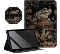 Slim Case for Samsung Galaxy Tab A9 Plus 11 inch 2023 + 1 Screen Clean Pad, Folding Stand PU Leather Case with Auto Wake/Sleep Cover for Galaxy Tab A9 Plus, Frog Mushrooms