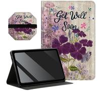 Slim Case for Samsung Galaxy Tab S6 Lite 10.4 inch 2022/2020 Model + 1 Screen Clean Pad, Folding Stand PU Leather Case Soft TPU Inner with Auto Wake/Sleep, Get Well Soon Wood Flowers
